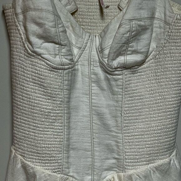 New Anthropologie Free People Delilah Cream Romper Dress Sz L - Picture 8 of 8